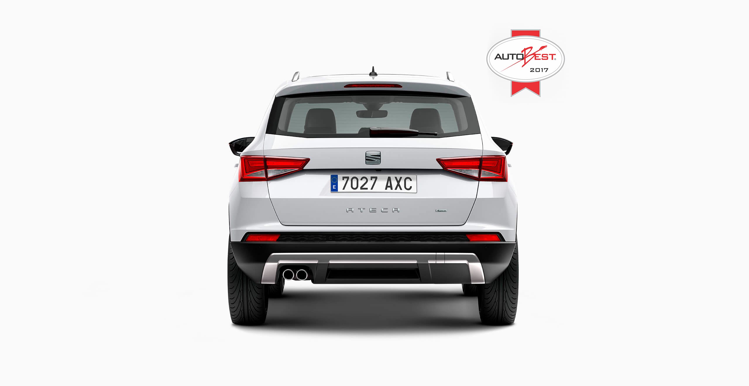 back side of the White SEAT Ateca awards Best Buy Car of Europe 2017 image