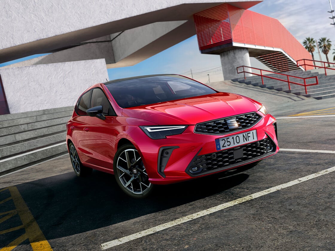 Side view of the SEAT Ibiza FR trim parked outdoors 