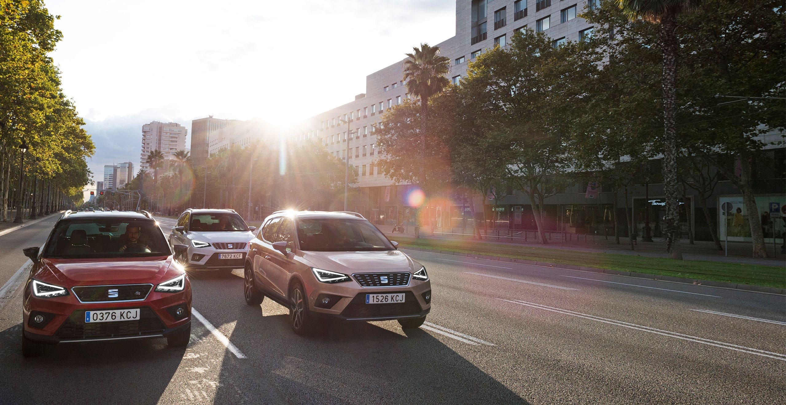 SEAT Arona front view in streets of Barcelona